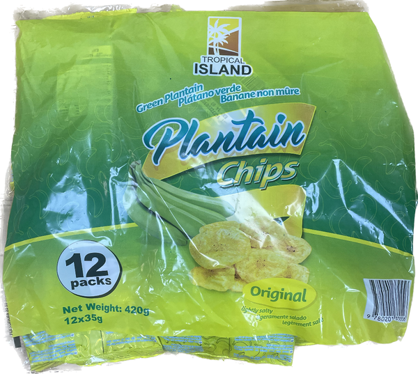 Tropical Island Green Plantain Chips Salted 420g 12 Pack